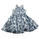 Nunzia Corinna Abito Giromanica tinta unita con Stampe Rose Blu per Bambina NJ2015961 BLU NUNZIA CORINNA 