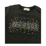Gaelle T-Shirt Girocollo Tinta Unita con Logo Brillantinato per Bambina 2746M00329 NERO GAELLE 