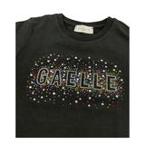 Gaelle T-Shirt Girocollo Tinta Unita con Logo Brillantinato per Bambina 2746M00329 NERO GAELLE 