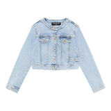 Patrizia Pepe Giubbino In Denim Tinta Unita con Bottoni per Bambina 7O0038 AZZURRO PATRIZIA PEPE 