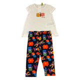 Losan Completo 2 Pezzi T-Shirt-Leggins Bicolore Bianco/Blu per Neonata