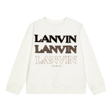 LANVIN felpa chiusa girocollo tinta unita con logo Panna per Bambino N30141 PANNA LANVIN 
