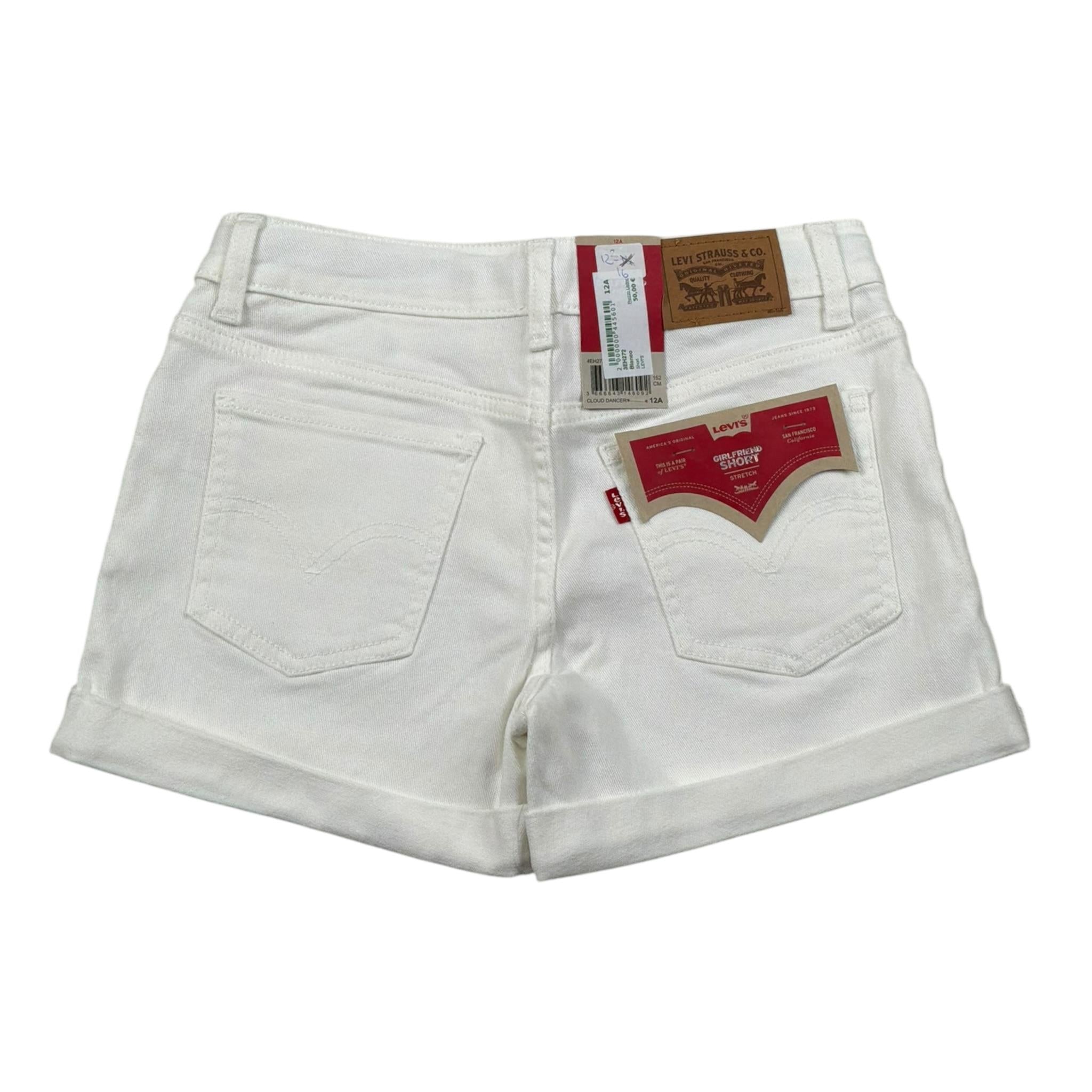 Levi'S Short In Denim Tinta Unita con Girovita Regolabile per Bambina 3EH272 BIANCO LEVI'S 