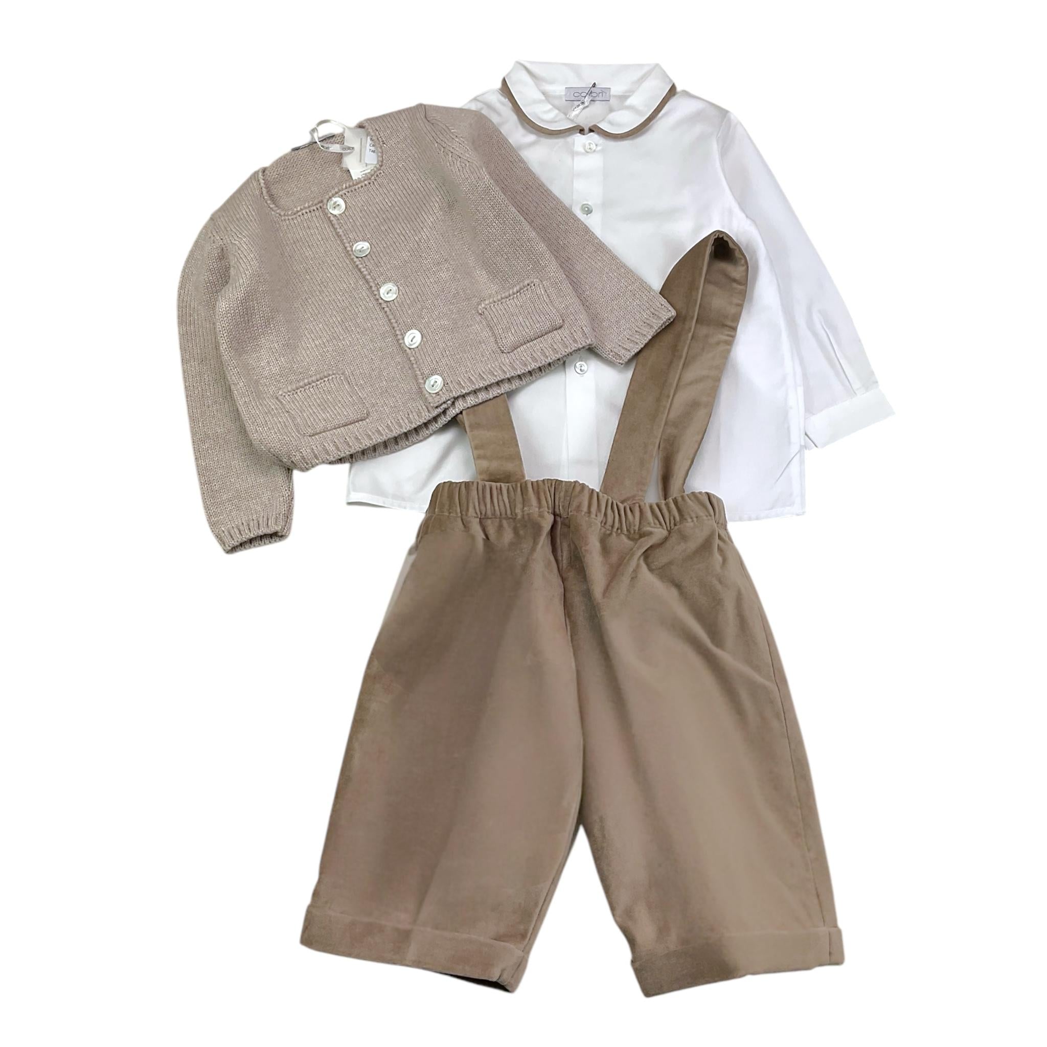 COLIBRI completo 3pz salopette-camicia-cardigan Bianco per Neonato CO2M BIANCO COLIBRI 