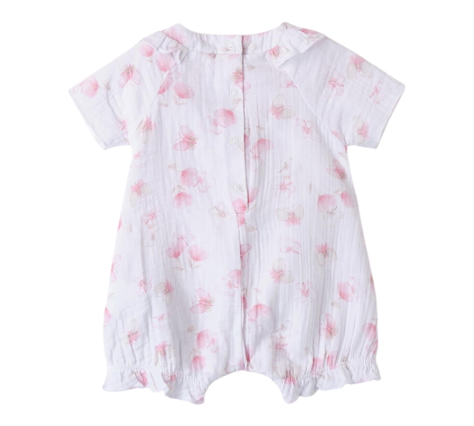 Minibanda Pagliaccetto Mezza Manica Tinta Unita con Stampe per Neonata 3B781 BIANCO MINIBANDA 