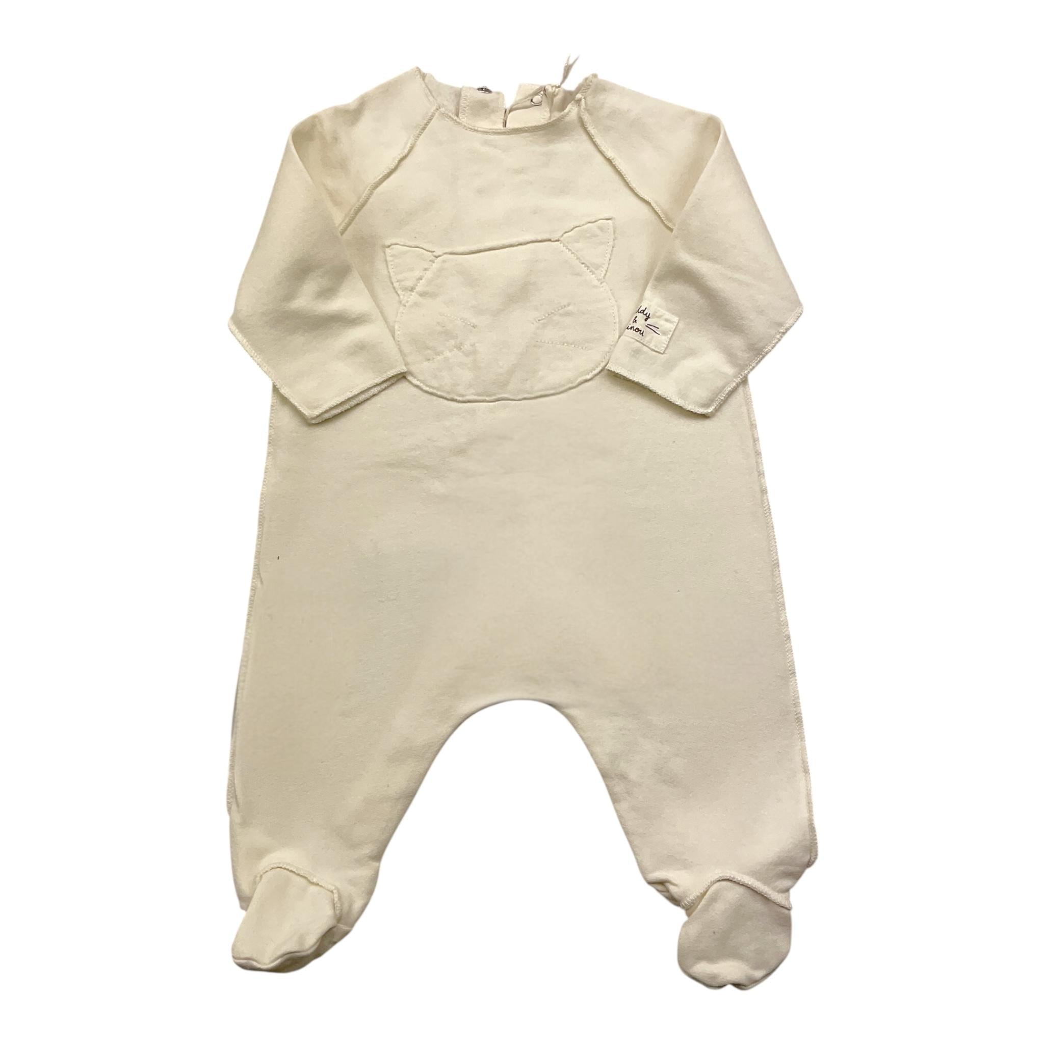 TEDDY E MINOU tutina tinta unita con stampa Bianco per Neonato I23TU010M7015 BIANCO TEDDY E MINOU 