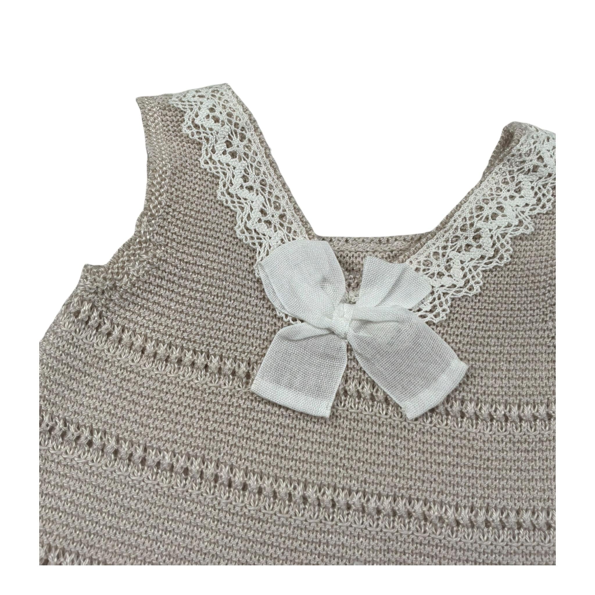 Paz Rodriguez Pagliaccetto Giromanica Tinta Unita con Ricami per Neonata 02242373 BEIGE PAZ RODRIGUEZ 