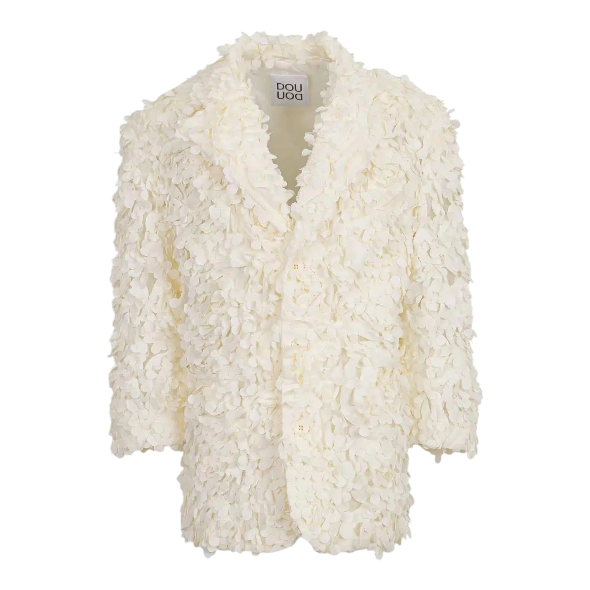 Dou Dou Giacca Tinta Unita con Applicazioni per Bambina DW2A34X PANNA DOU DOU 