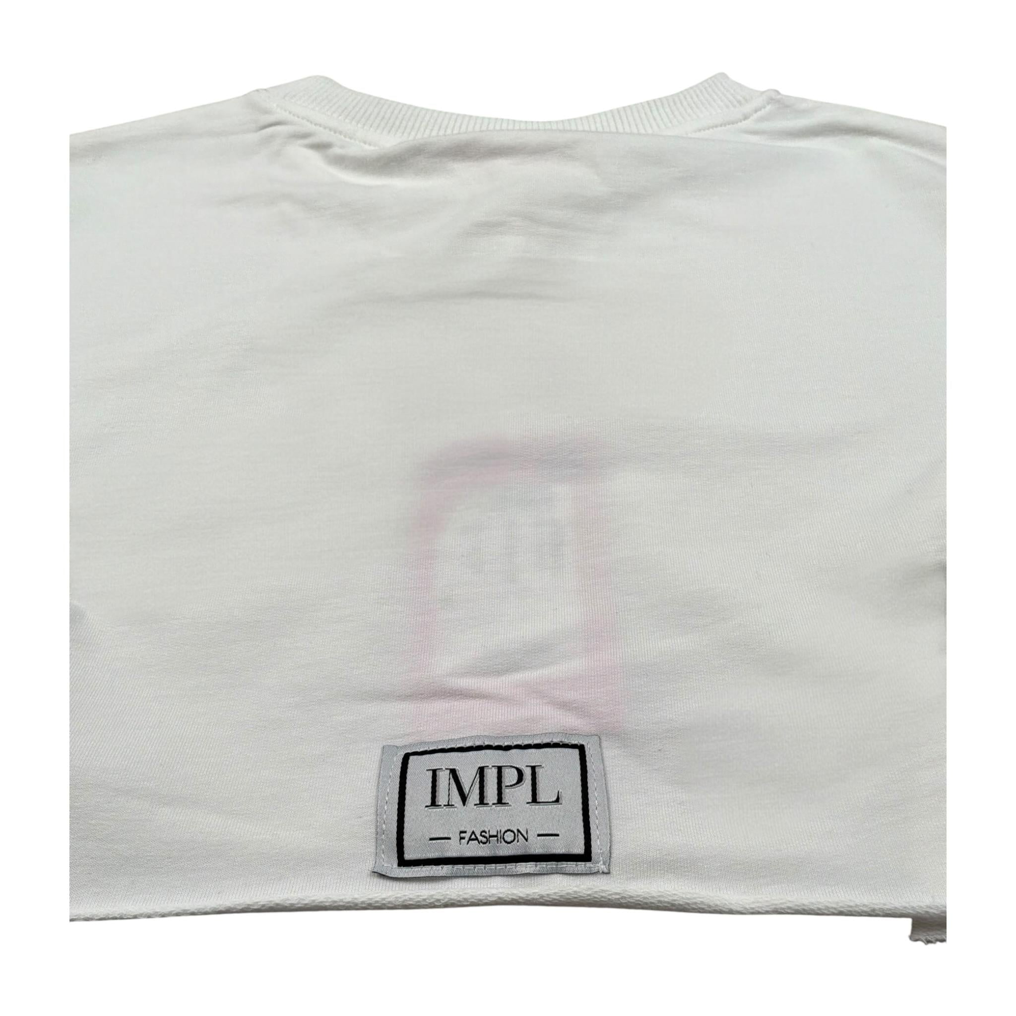 Imperial Felpa Chiusa Modello Crop Tinta Unita per Bambina LB39042G75 BIANCO IMPERIAL 