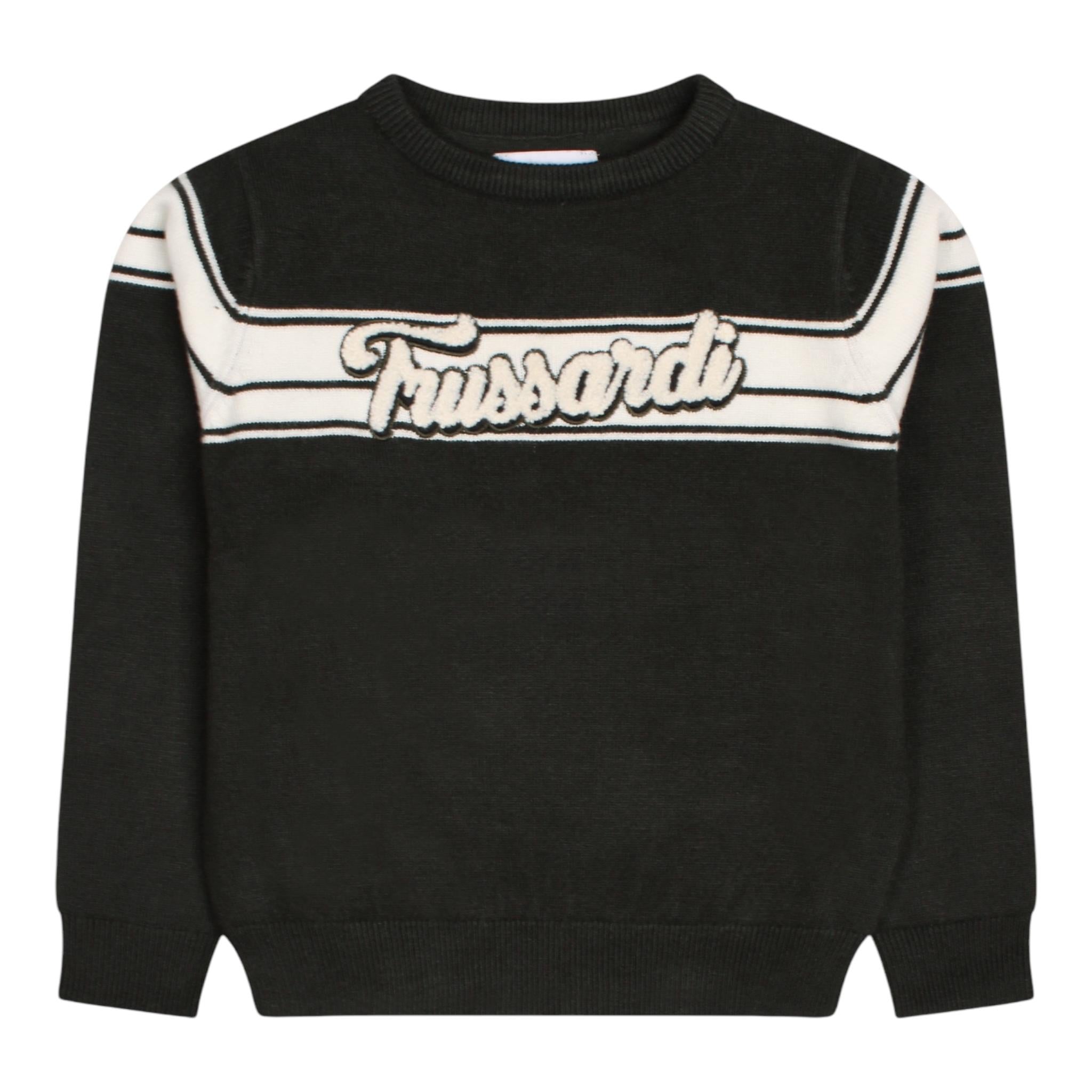 TRUSSARDI maglia tinta unita girocollo con stampa Verde per Neonato TIA24112MA VERDE TRUSSARDI 