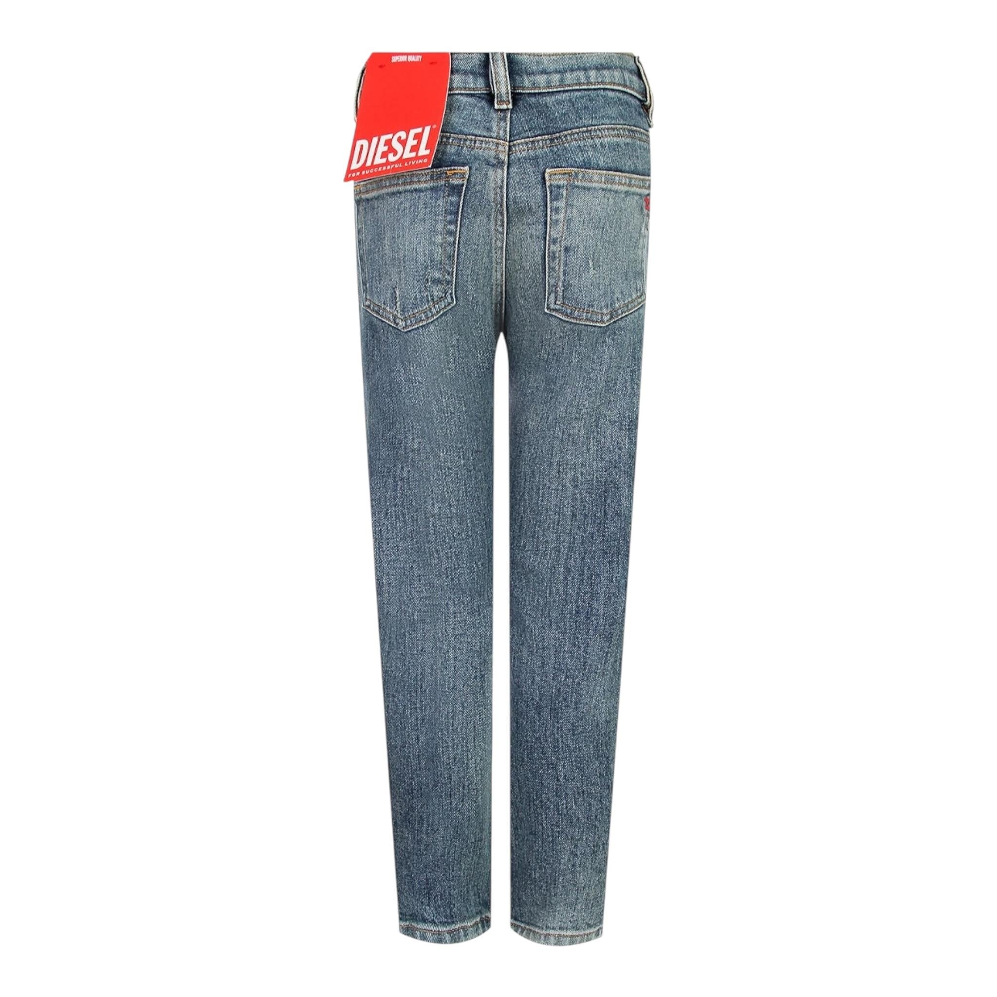 Diesel Jeans Tinta Unita con Girovita Regolabile per Bambino J00809KXBKK AZZURRO DIESEL 