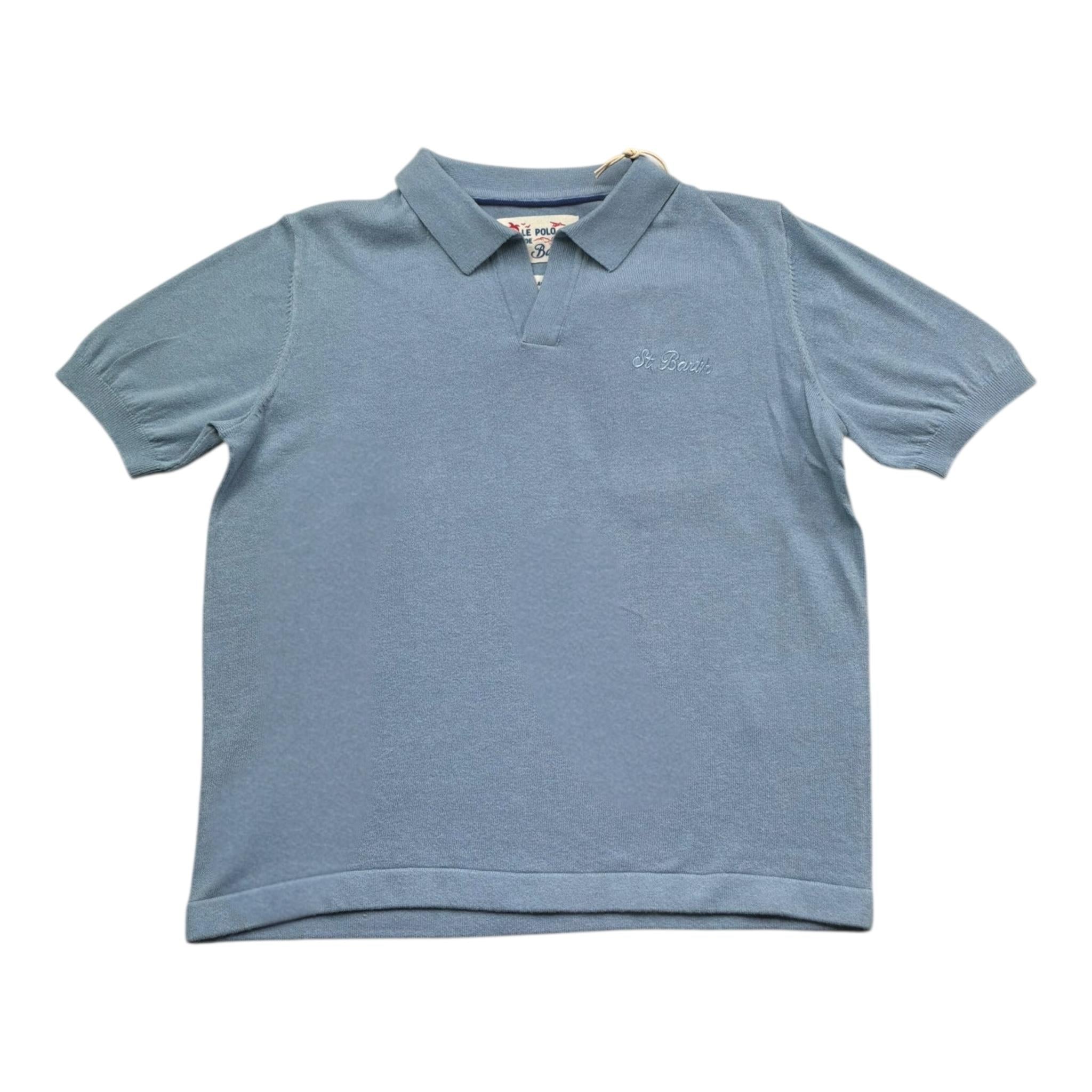 Saint Barth Polo Tinta Unita Mezza Manica per Bambino 00165L AZZURRO SAINT BARTH 