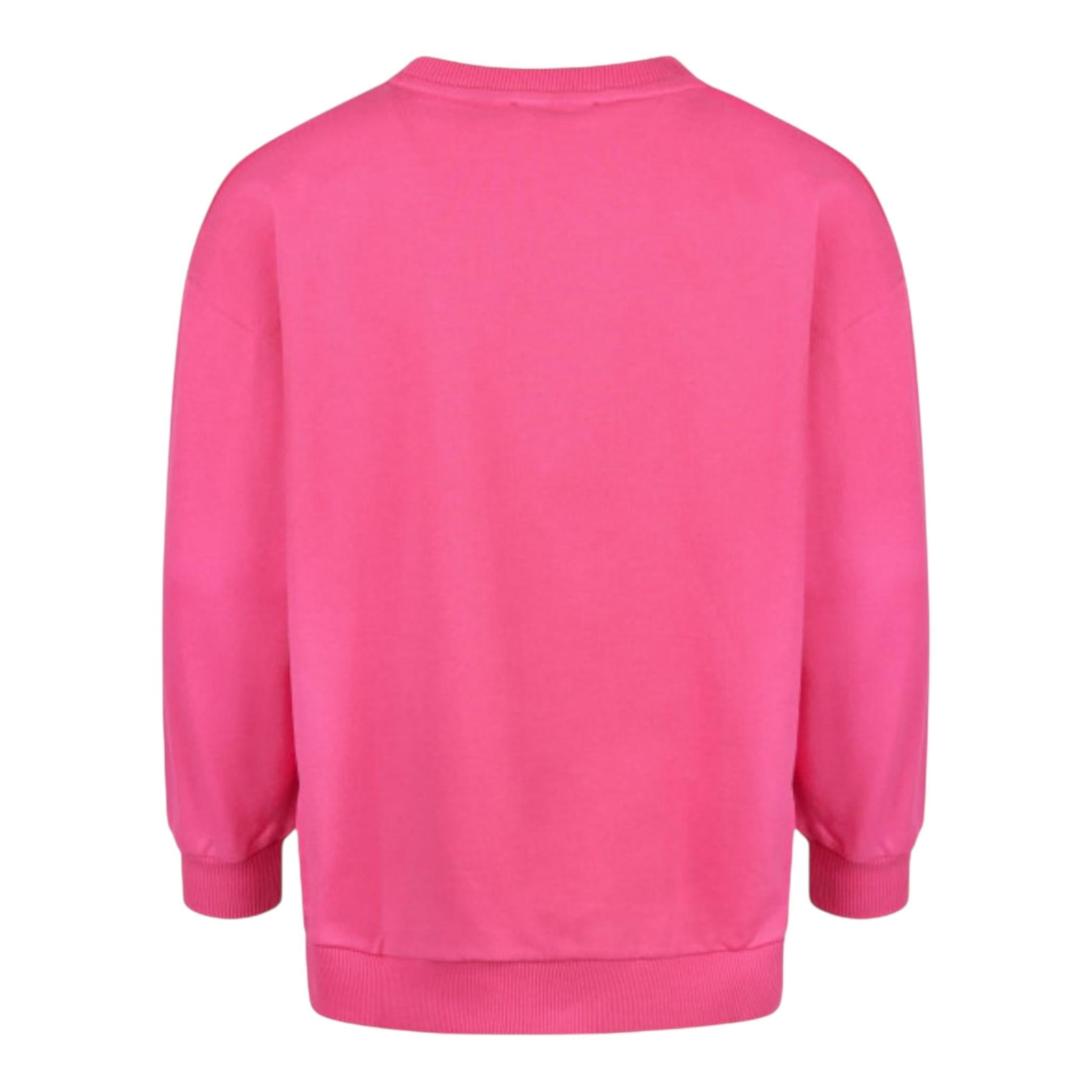 Balmain Felpa Chiusa Girocollo Tinta Unita con Stampa per Bambina 6R4Q80 FUXIA BALMAIN 