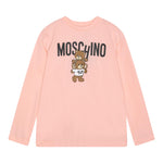 MOSCHINO shirt girocollo tinta unita con stampa in contrasto Rosa per Bambina HUO00W ROSA MOSCHINO 