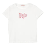 Liu Jo T-Shirt Girocollo Tinta Unita con Brillantini per Bambina GA5019X BIANCO LIU JO 