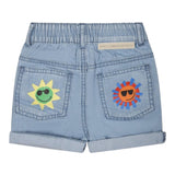 Stella Mccartney Bermuda Tinta Unita In Denim Con Elastico In Vita Azzurro Per Neonato