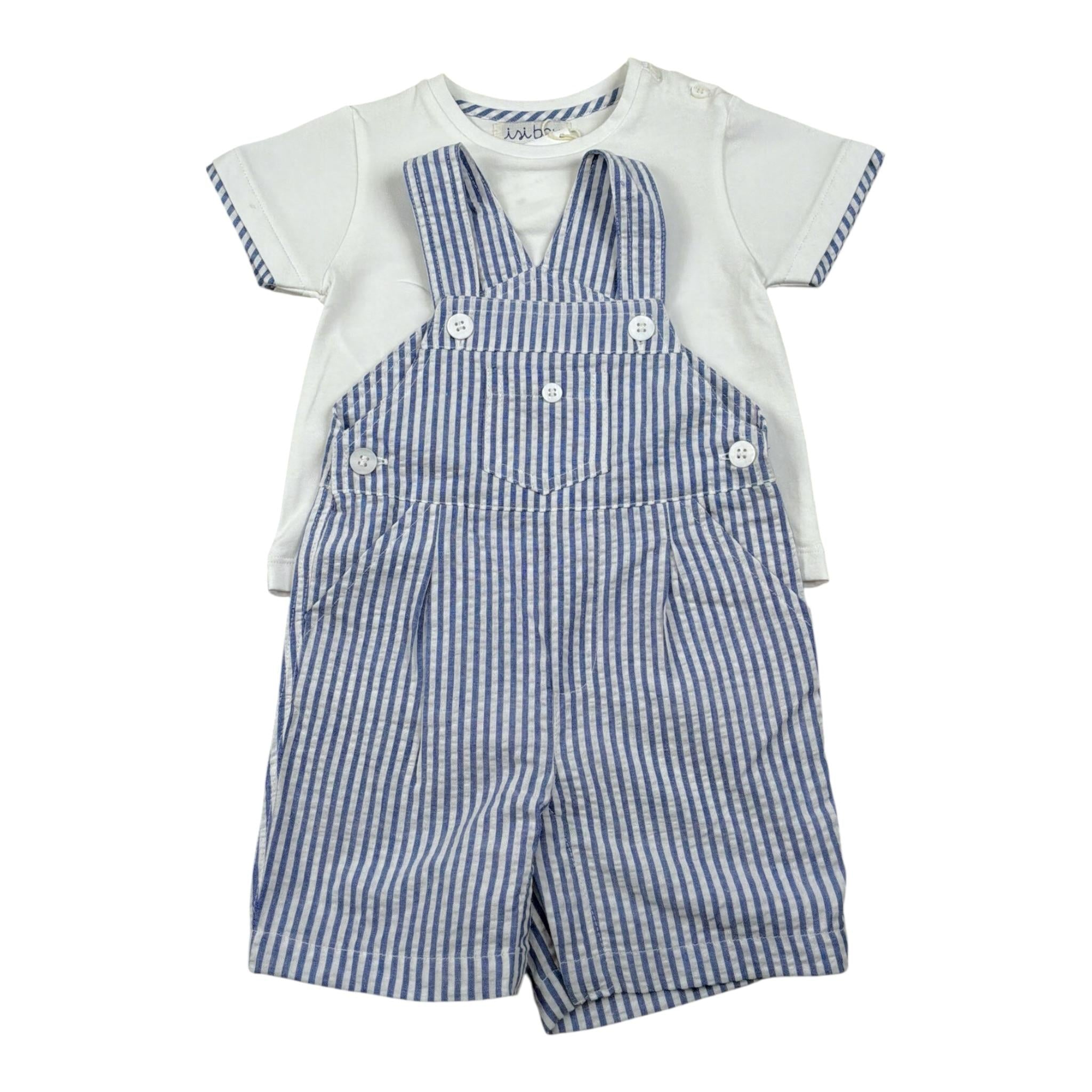 Malvi & Co Completo 2 Pezzi T-Shirt-Salpette per Neonato S25B221STRM BIANCO/AZZURRO MALVI & CO 