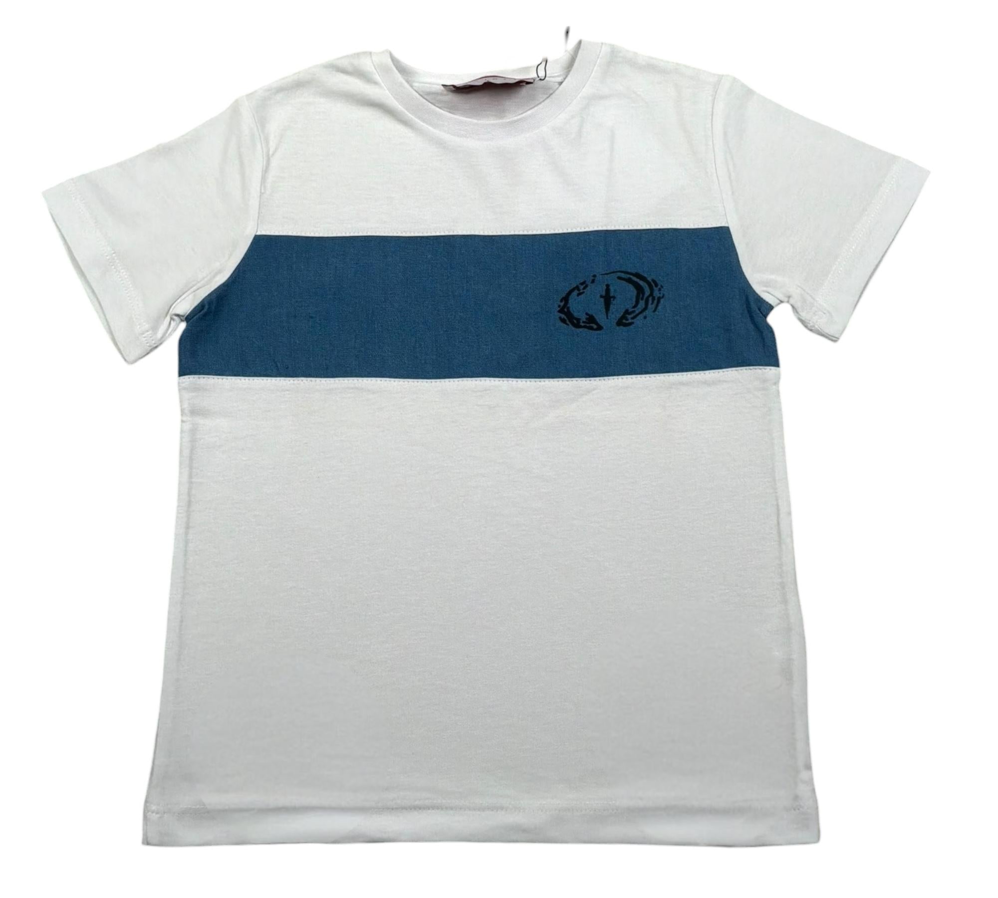 Cesare Paciotti T-Shirt Girocollo Tinta Unita con Stampa per Bambino TSP5157BJ BIANCO CESARE PACIOTTI 