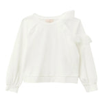 Please Felpa Tinta Unita con Tulle per Bambina LB03172G73 BIANCO PLEASE 