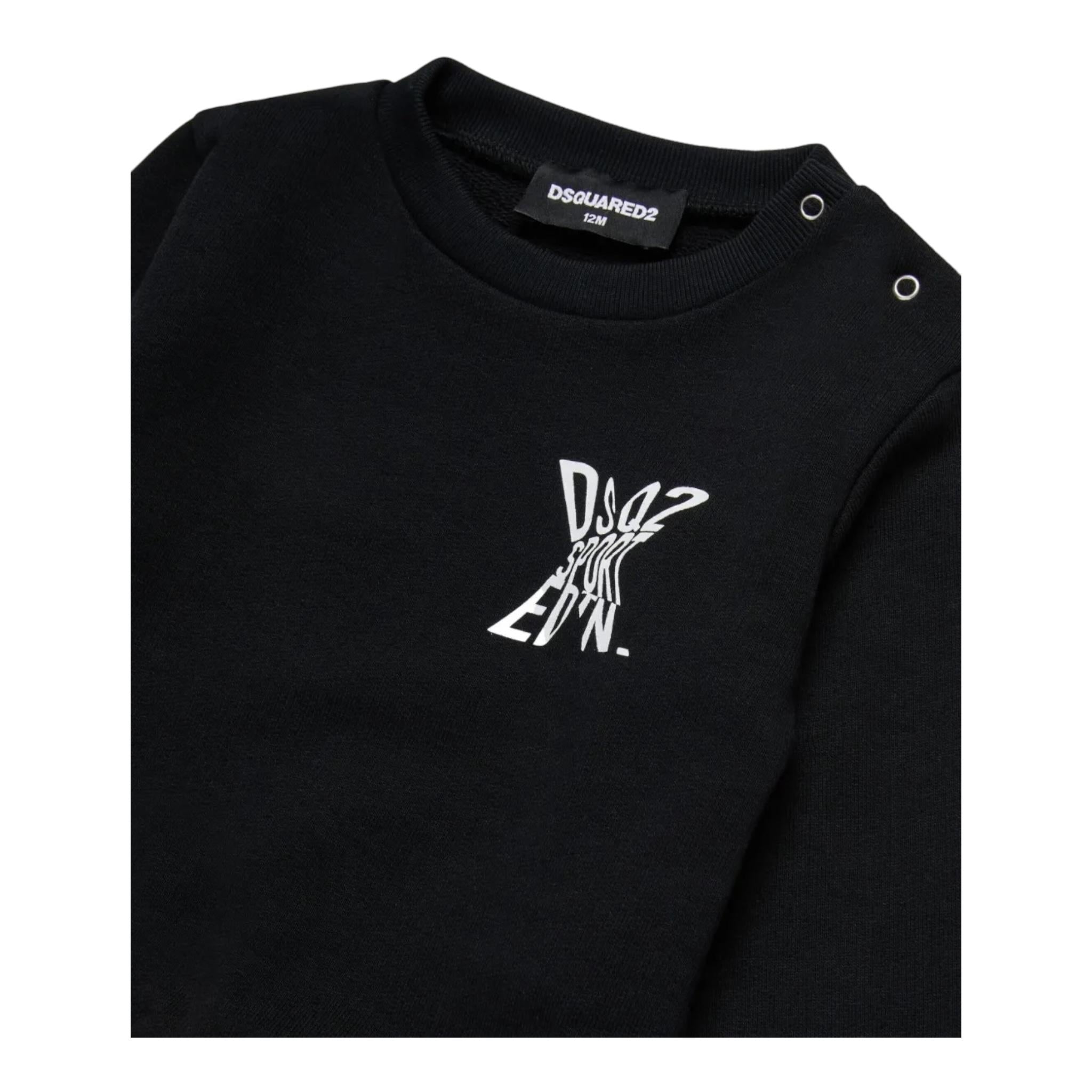 DSQUARED2 felpa girocollo tinta unita con stampa Nero per Neonato DQ2546 NERO DSQUARED2 