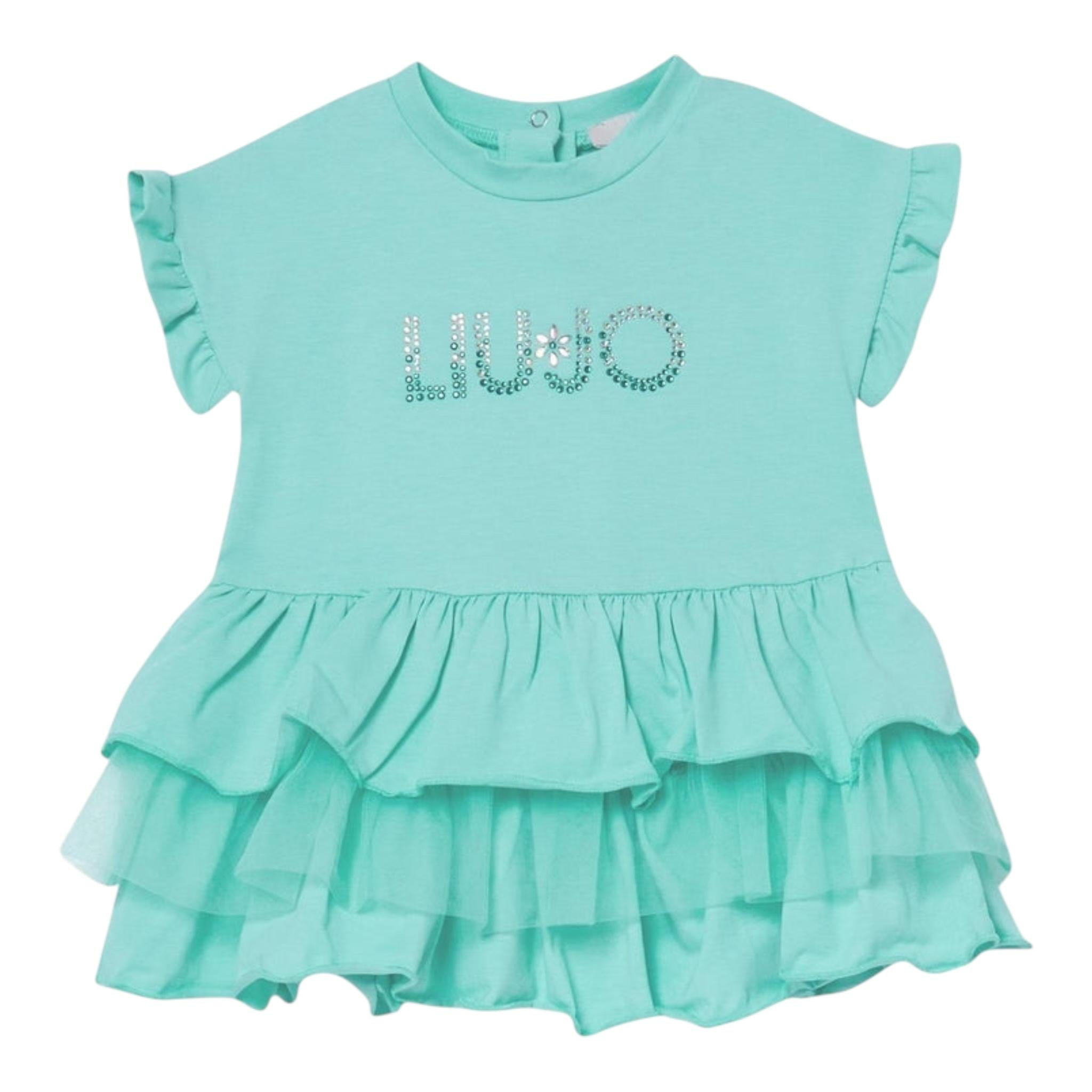 Liu Jo Abito Tinta Unita con Brillantini per Neonata HA5042 VERDE ACQUA LIU JO 