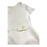 Elisabetta Franchi Abito Giromanica Tinta Unita con Bottoni In Contrasto per Bambina EFAB584 BIANCO ELISABETTA FRANCHI 