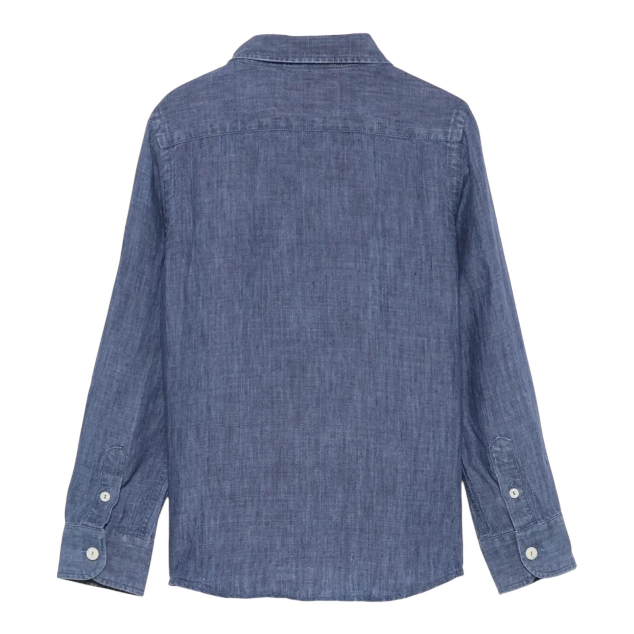 Saint Barth Camicia Tinta Unita con Logo per Bambino LINENDENIM BLU SAINT BARTH 