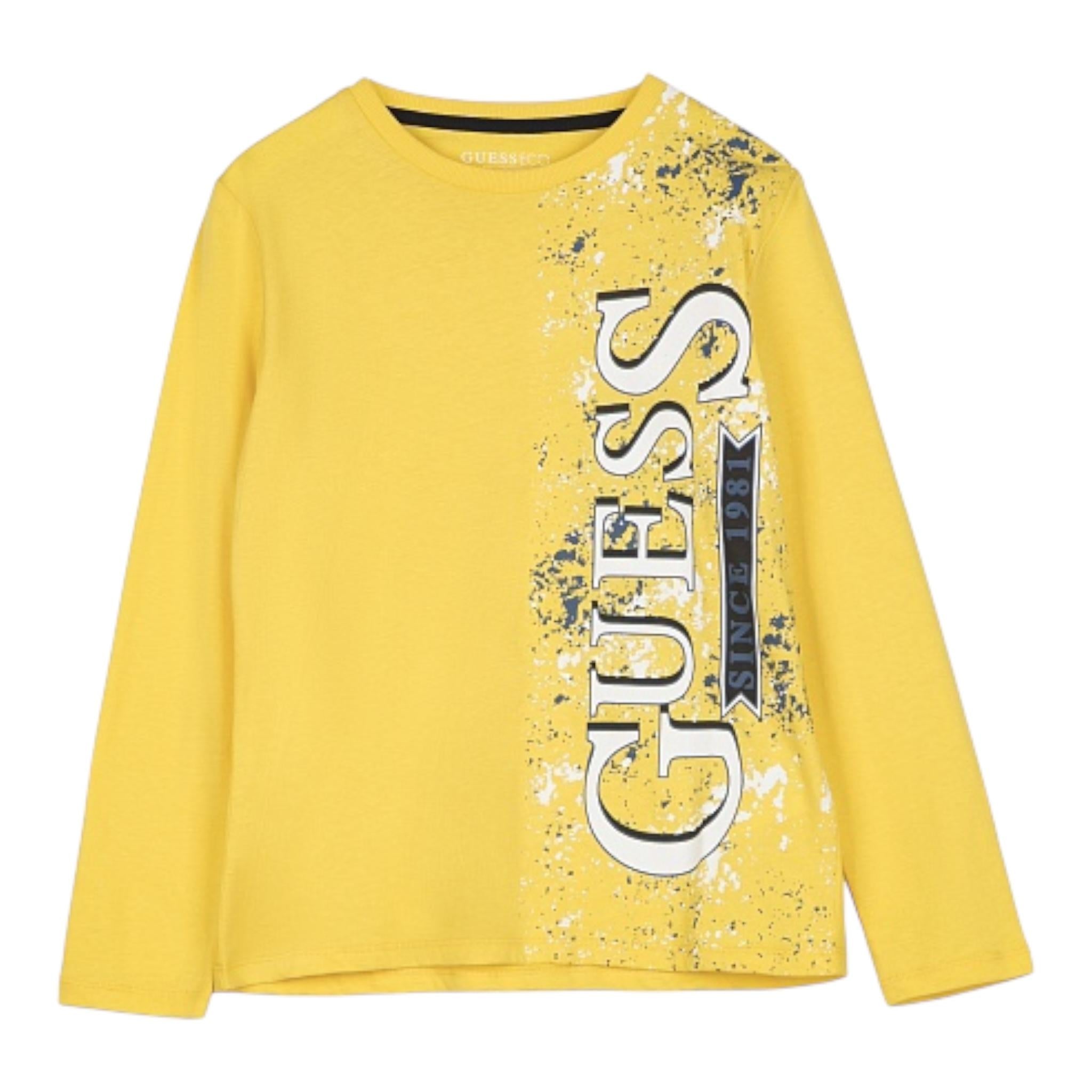 GUESS shirt girocollo tinta unita con stampa logo Giallo per Bambino L4YI36K8HM4 GIALLO GUESS 