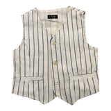 Il Gufo Completo Gilet-Bermuda Tinta Unita Con Fantasia A Righe Bianco Per Neonato