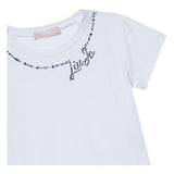 Liu Jo T-Shirt Girocollo Tinta Unita con Brillantini per Neonata KA5040N BIANCO LIU JO 
