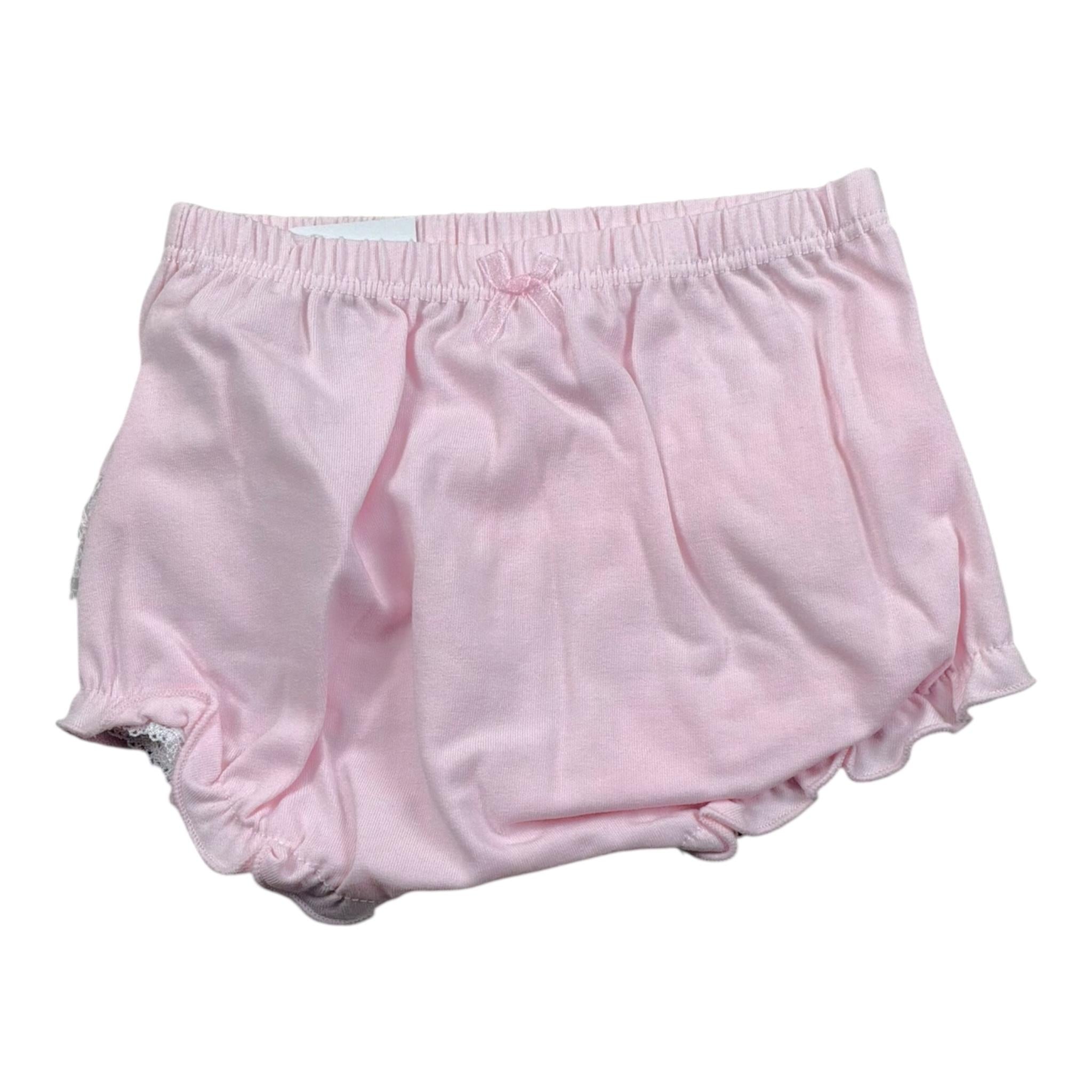 Calamaro Coulotte Tinta Unita con Ricami per Neonata 17261 ROSA CALAMARO 