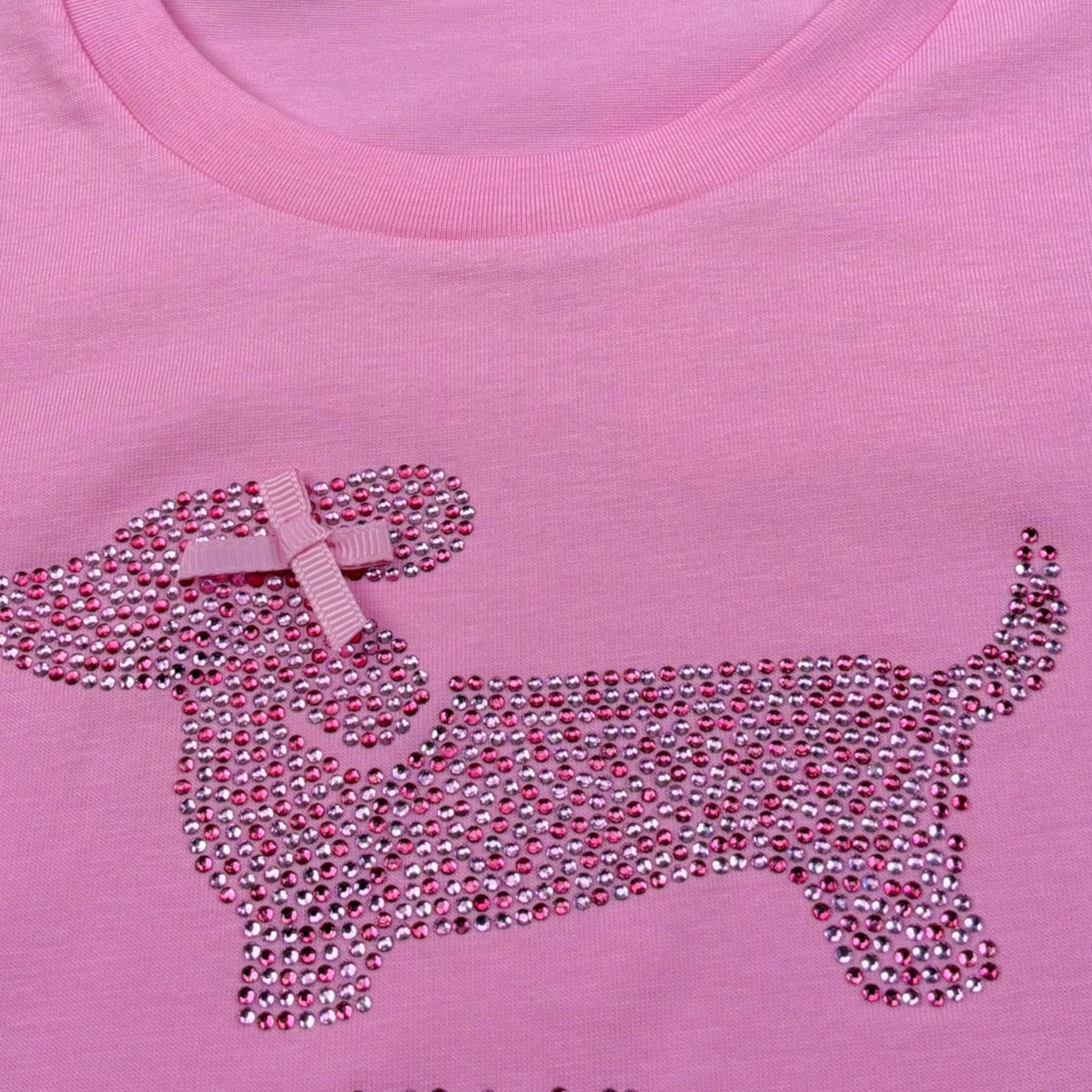 Liu Jo T-Shirt Girocollo Tinta Unita con Brillantini per Neonata KA5021XX ROSA LIU JO 