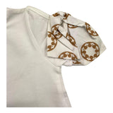 Le Bebe' T-Shirt Girocollo Tinta Unita con Maniche In Contrasto Bianco per Neonata