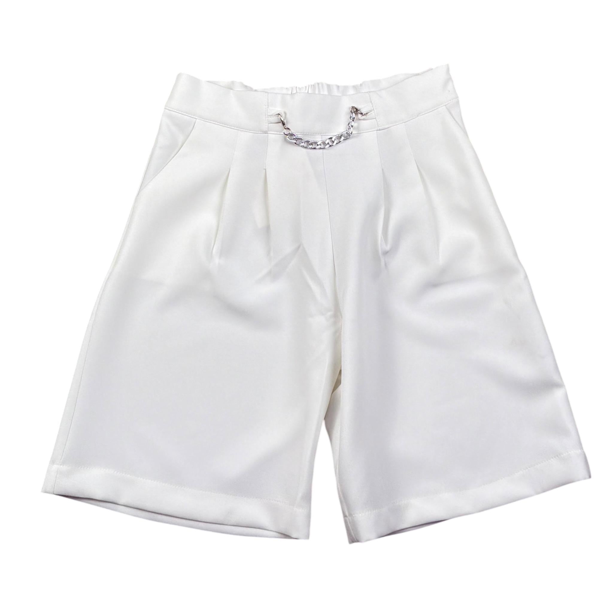 Illiana Short Tinta Unita con Elastico In Vita per Bambina 543 BIANCO ILLIANA 