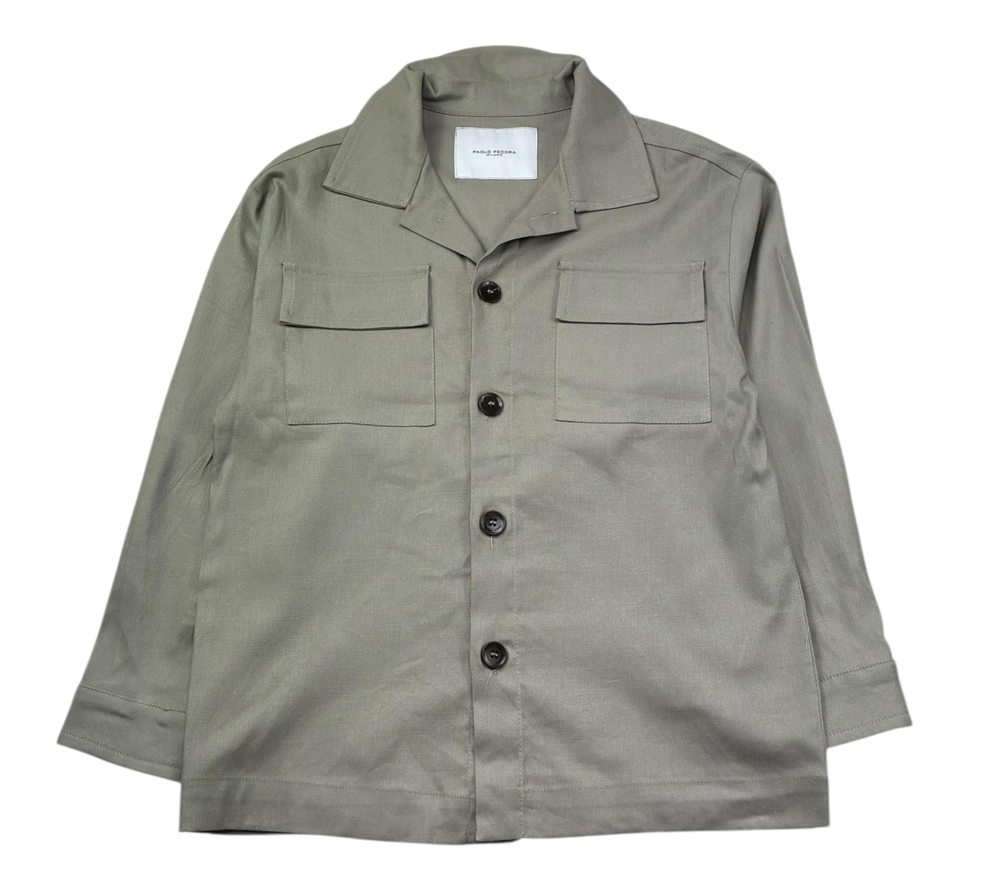 Paolo Pecora Camicia Manica Lunga Tinta Unita per Bambino PP4186 VERDE PAOLO PECORA 