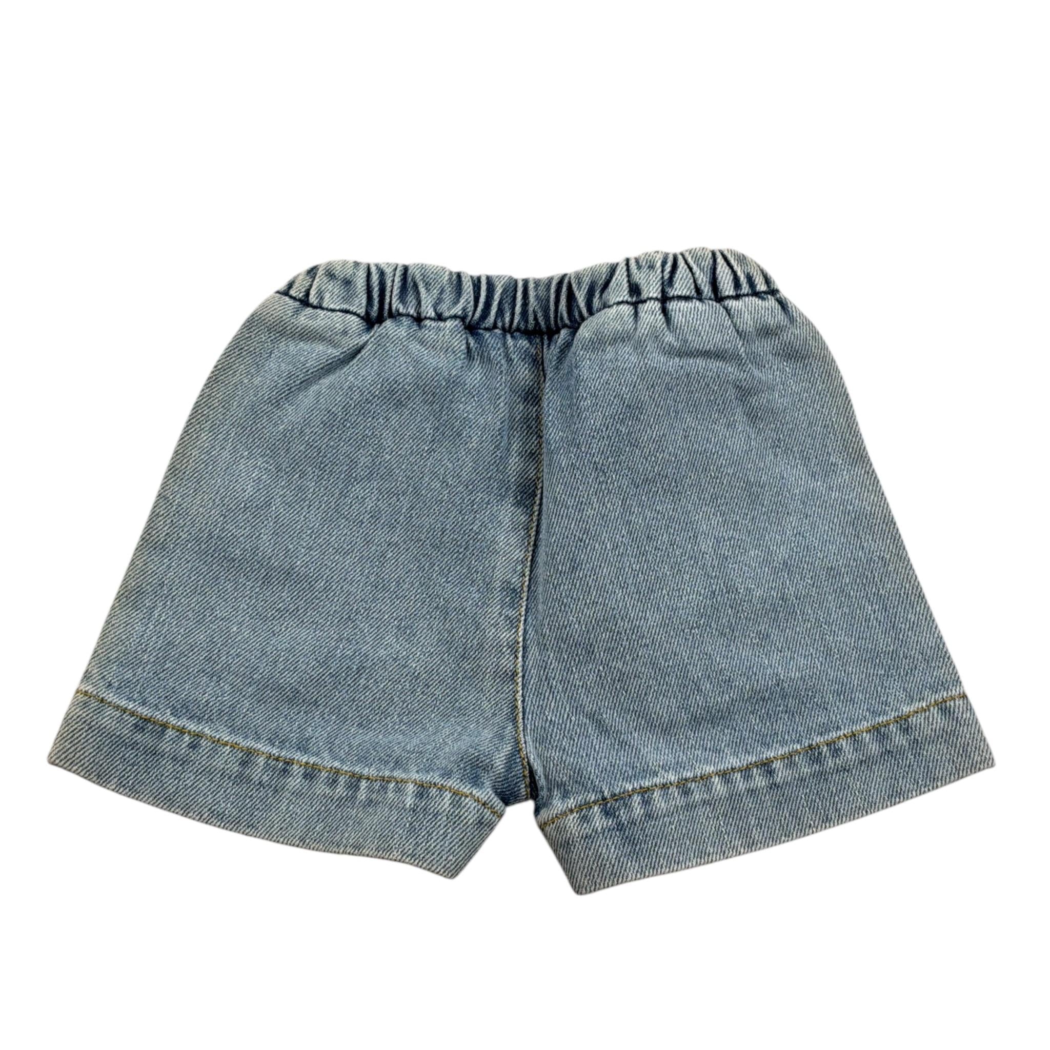 Play Up Bermuda In Denim tinta unita con Elastico In Vita Azzurro per Neonato PA011AI11706 AZZURRO PLAY UP 