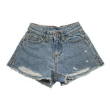 Dixie Short In Denim Tinta Unita Con Girovita Regolabile Azzurro Per Bambina