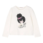 LIU JO felpa tinta unita girocollo con stampa Bianco per Bambina KF4146 BIANCO LIU JO 