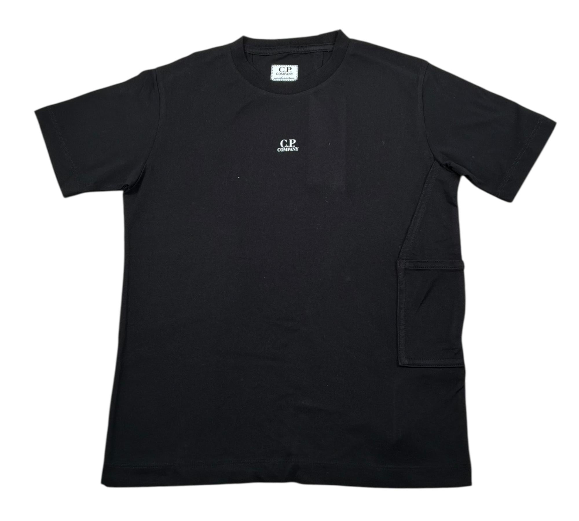 C.P. Company T-Shirt Girocollo Tinta Unita con Logo per Bambino CUM00I NERO C.P. COMPANY 