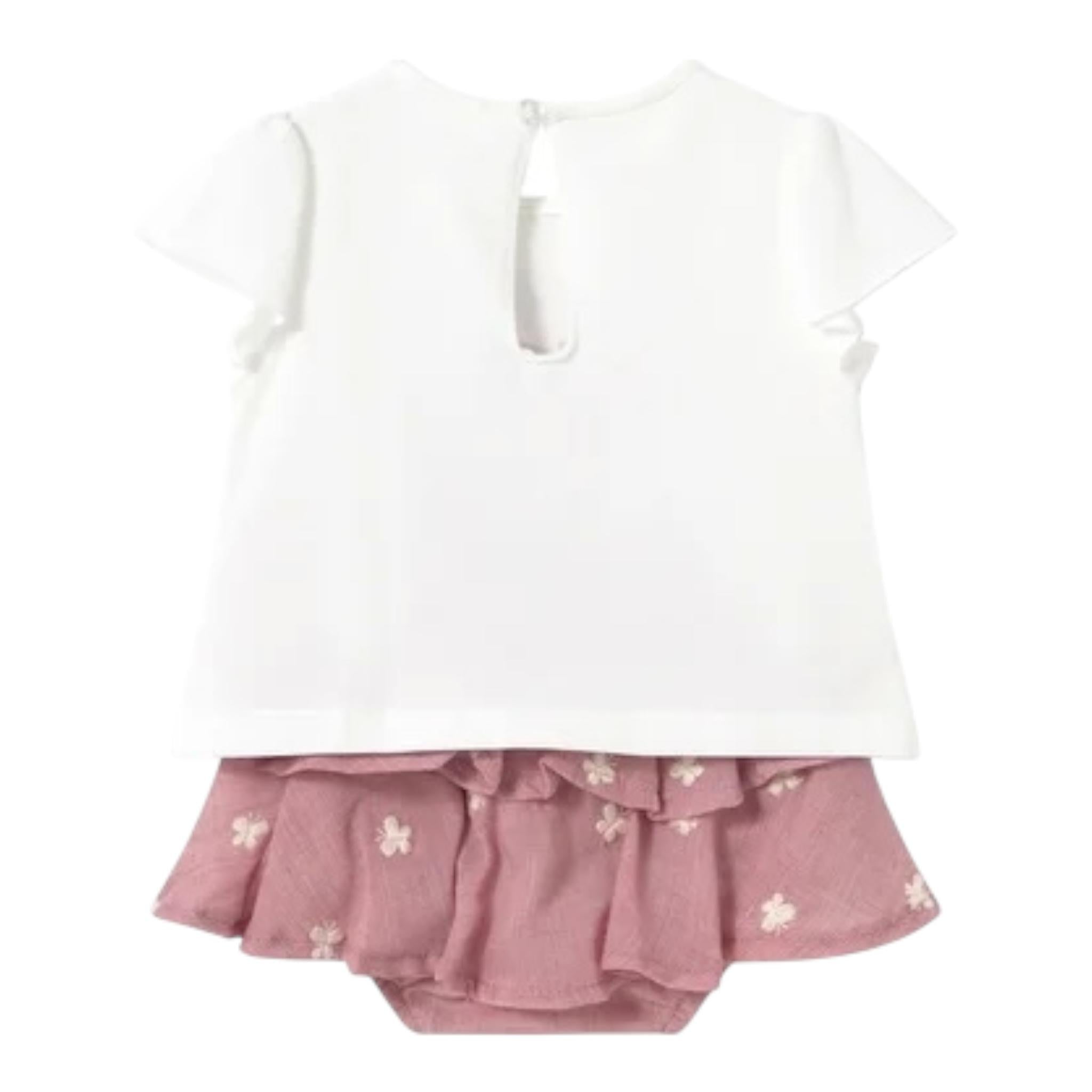 Mayoral Completo 2 Pezzi T-Shirt-Gonna con Coulotte Bicolore per Neonata 1853 BIANCO/ROSA MAYORAL 