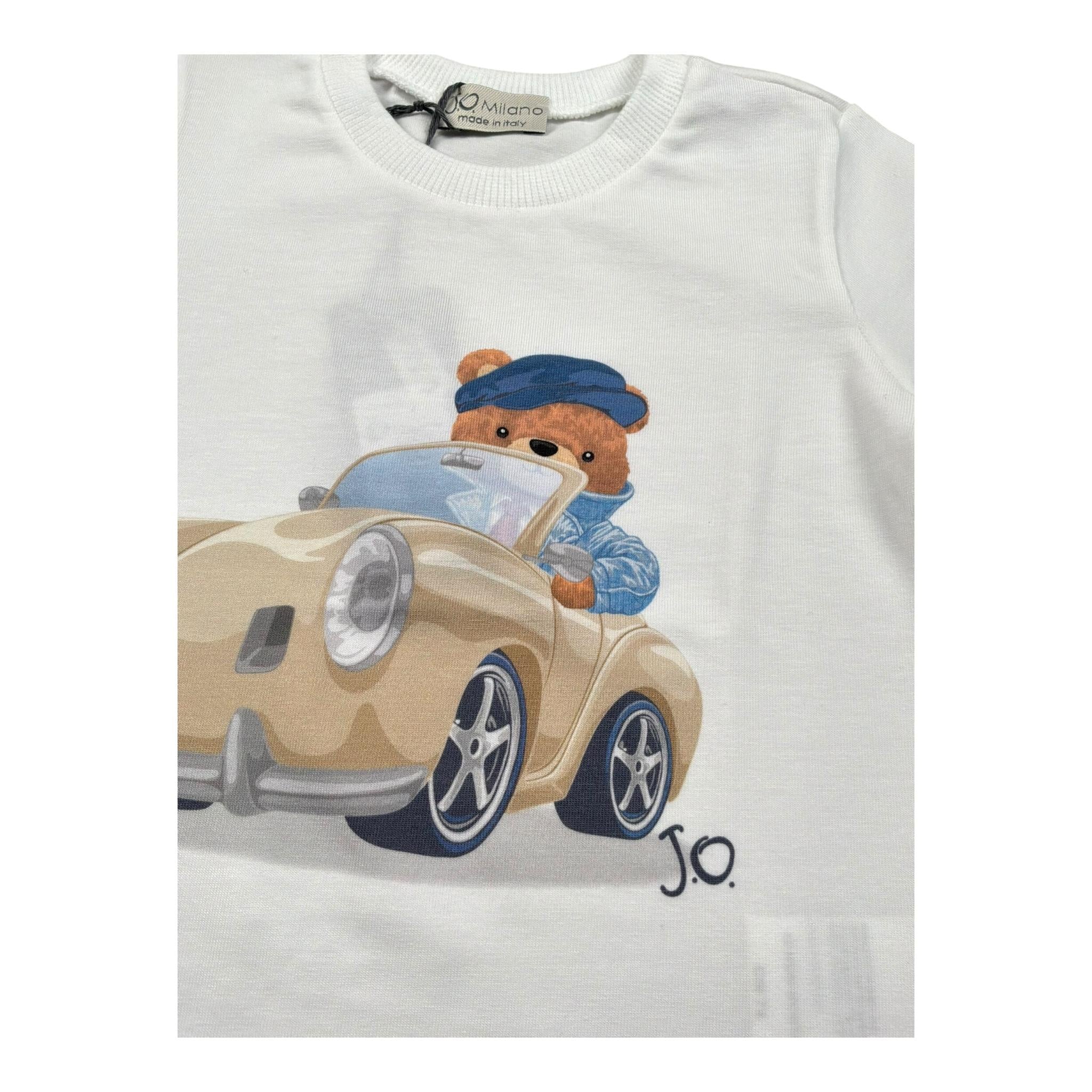 J.O. Milano T-Shirt Girocollo Tinta Unita con Stampa Orso per Neonato 576I1 BIANCO J.O. MILANO 