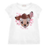 Monnalisa T-Shirt Girocollo Tinta Unita con Brillantini per Bambino 193607 BIANCO MONNALISA 