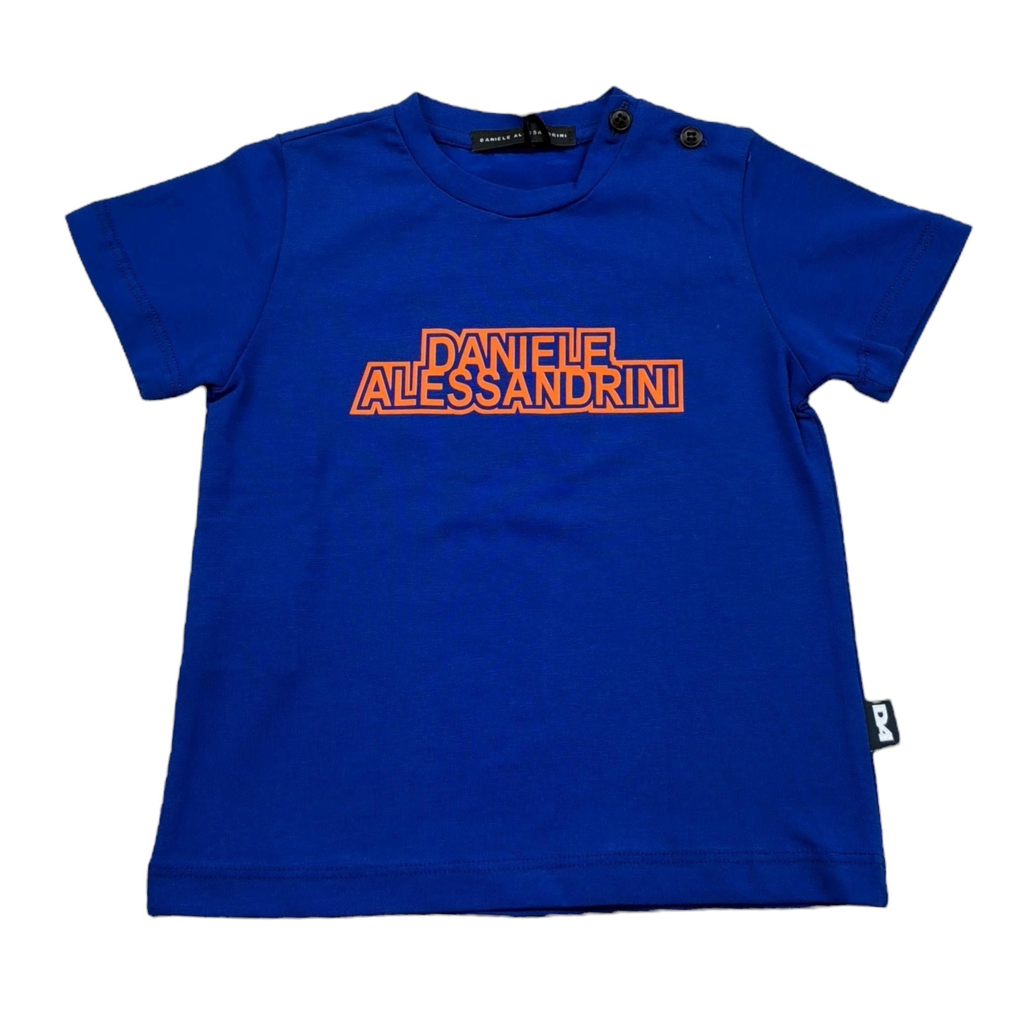Daniele Alessandrini T-Shirt Girocollo Tinta Unita con Stampa per Neonato 1296M00227 BLU DANIELE ALESSANDRINI 