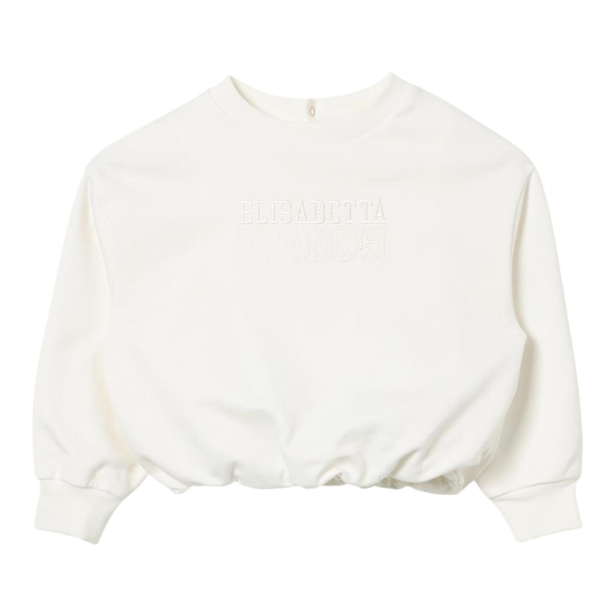 ELISABETTA FRANCHI felpa chiusa girocollo tinta unita con ricamo logo Panna per Neonata EGFE046 PANNA ELISABETTA FRANCHI 