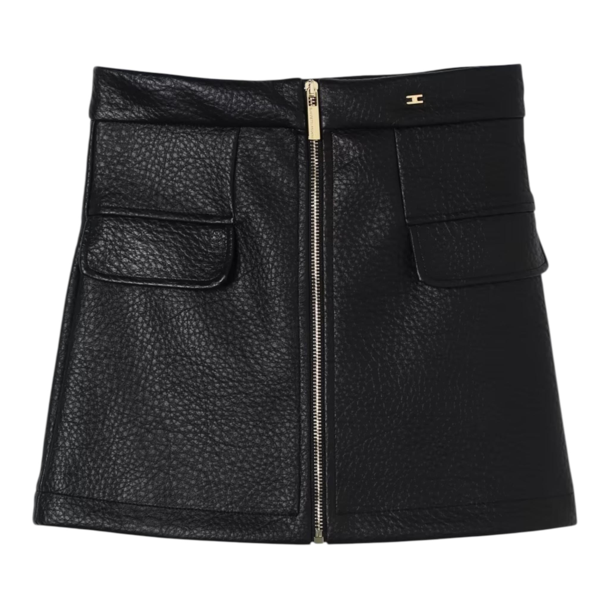 ELISABETTA FRANCHI gonna in ecopelle tinta unita Nero per Bambina EFGO169X NERO ELISABETTA FRANCHI 