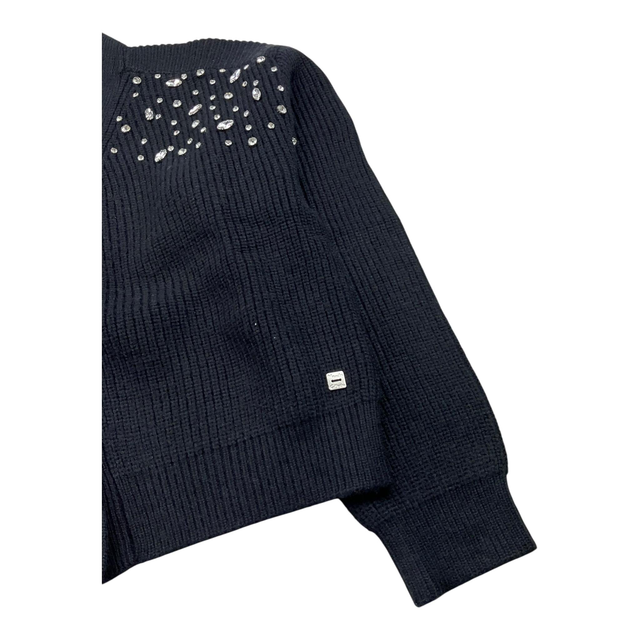 MANILA GRACE cardigan tinta unita con applicazioni Nero per Bambina MFJF24M186 NERO MANILA GRACE 