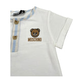 Moschino Pagliaccetto Bicolore Mezza Manica per Neonato MUY08Z BIANCO MOSCHINO 