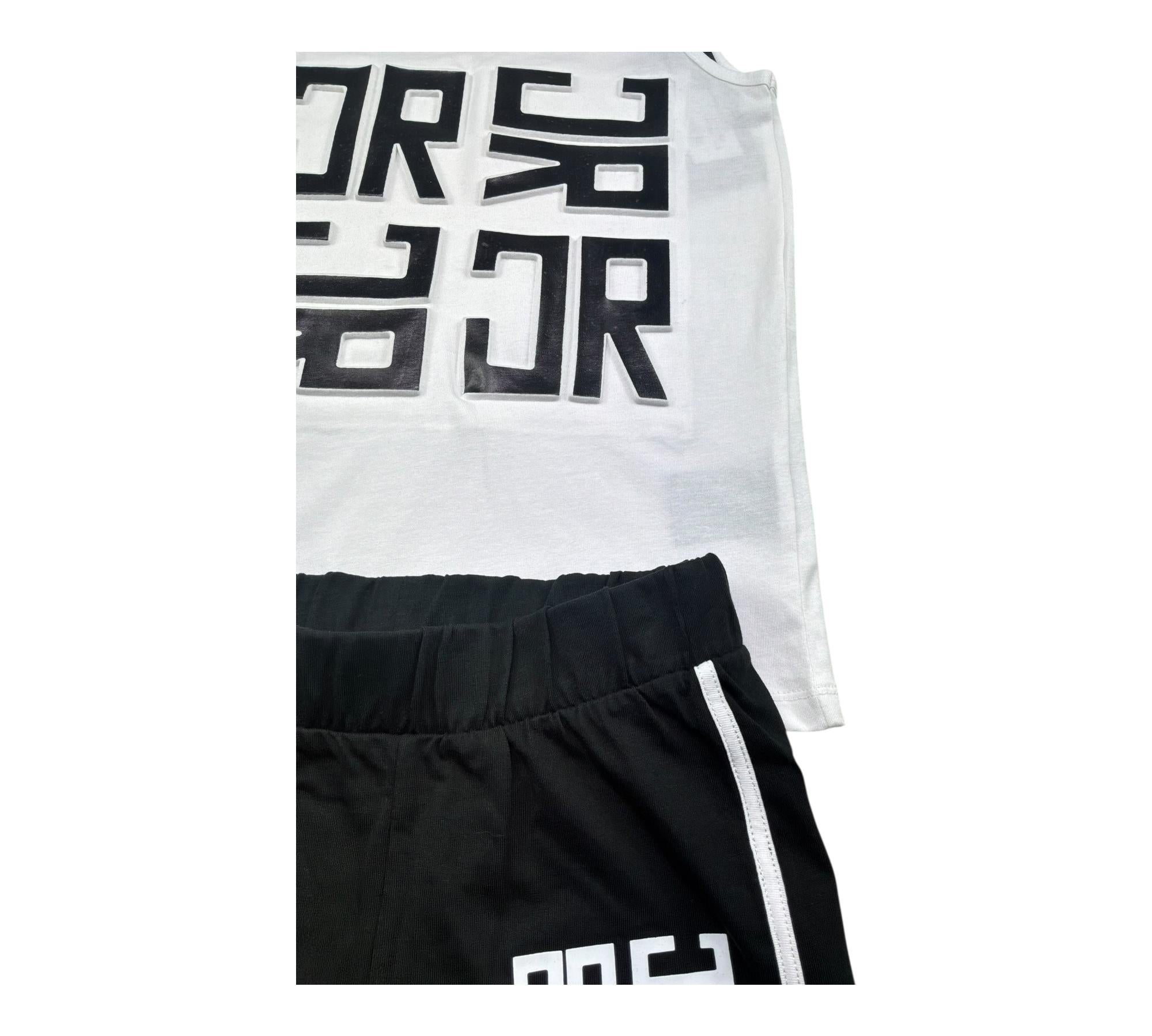 John Richmond Completo 2 Pezzi Canotta-Short Bicolore per Bambina RGP26016CJ BIANCO/NERO JOHN RICHMOND 