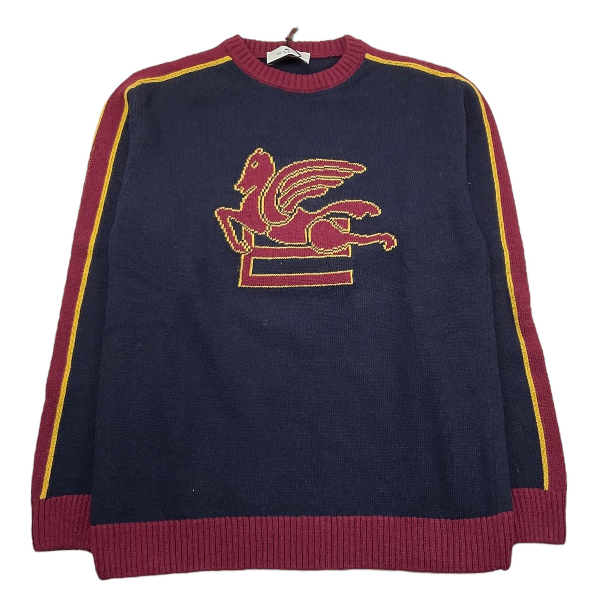 ETRO maglia girocollo tinta unita con ricami in contrasto Blu per Bambino GV9P30 BLU ETRO 