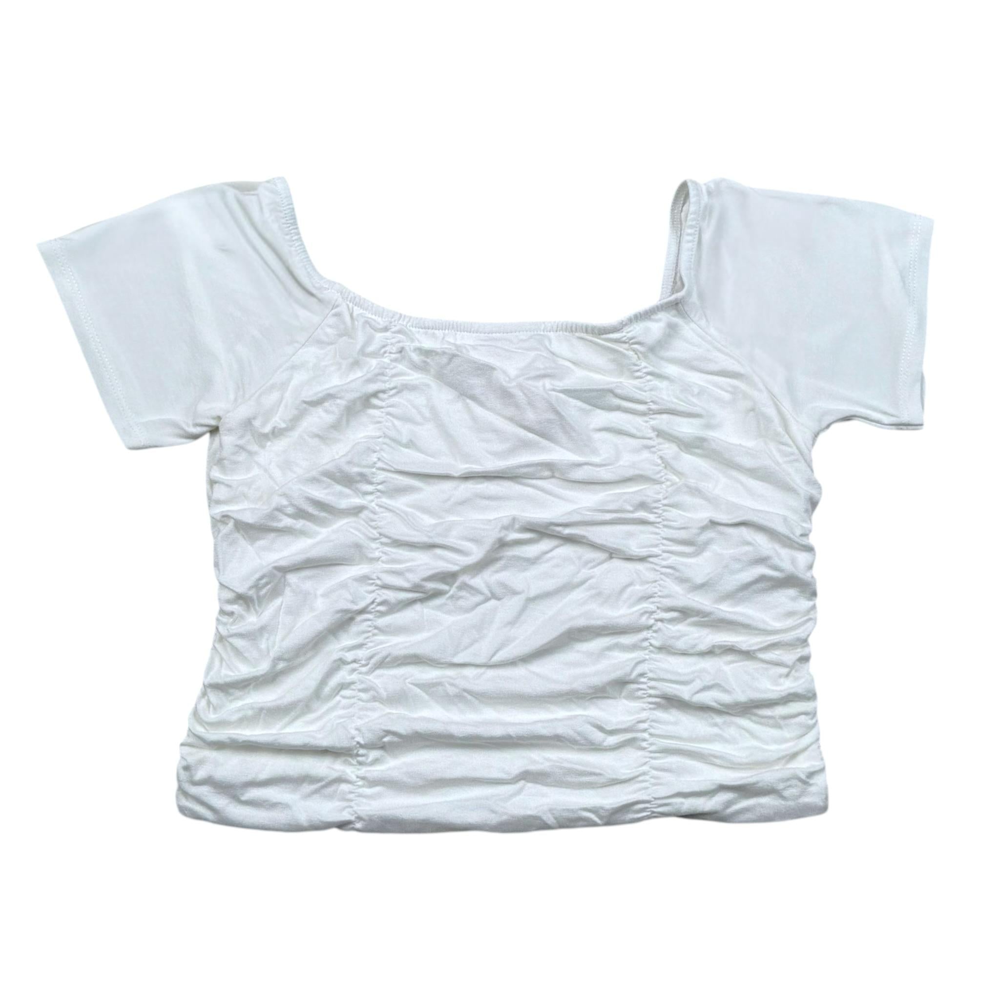 Please T-Shirt Tinta Unita Mezza Manica per Bambina MB24032G73 BIANCO PLEASE 